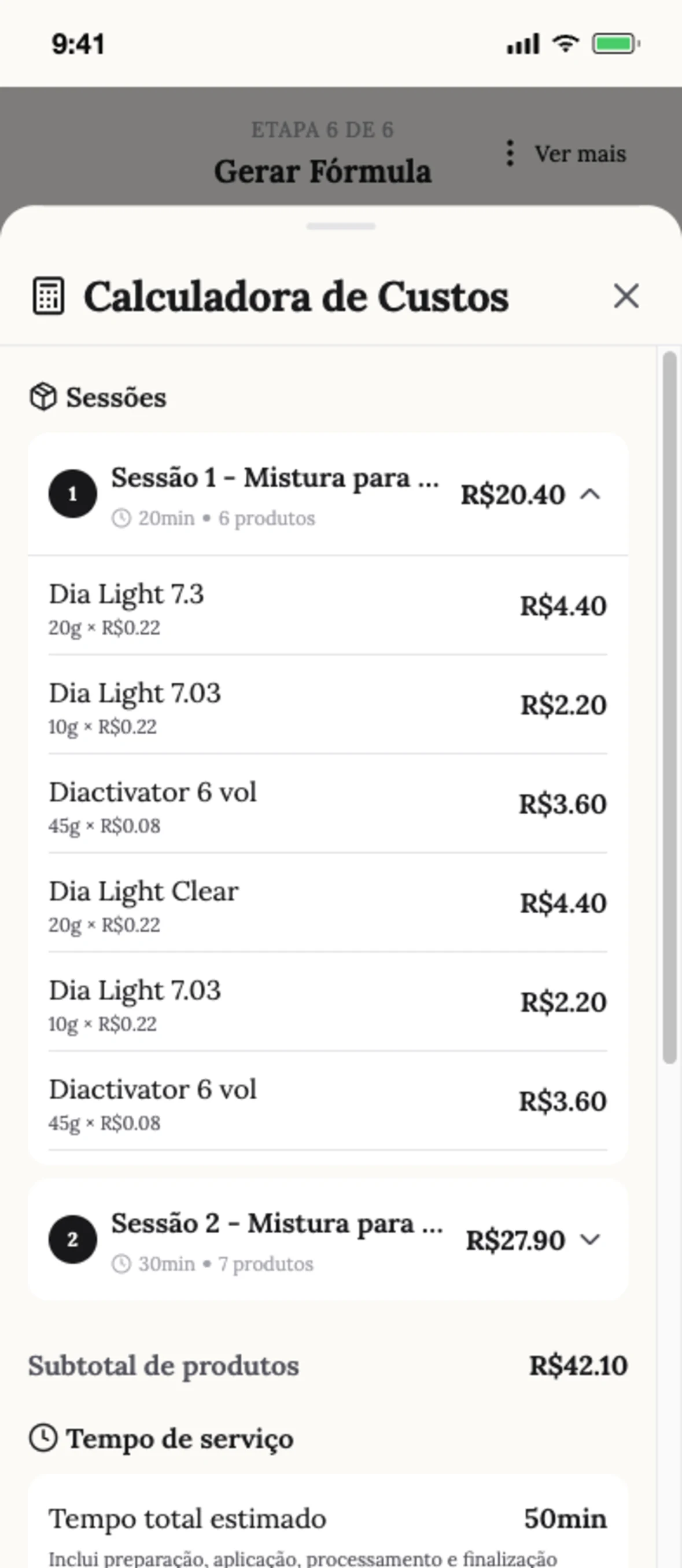 Calculadora de custo de produto e preço sugerido ao cliente com margem na Blendsor