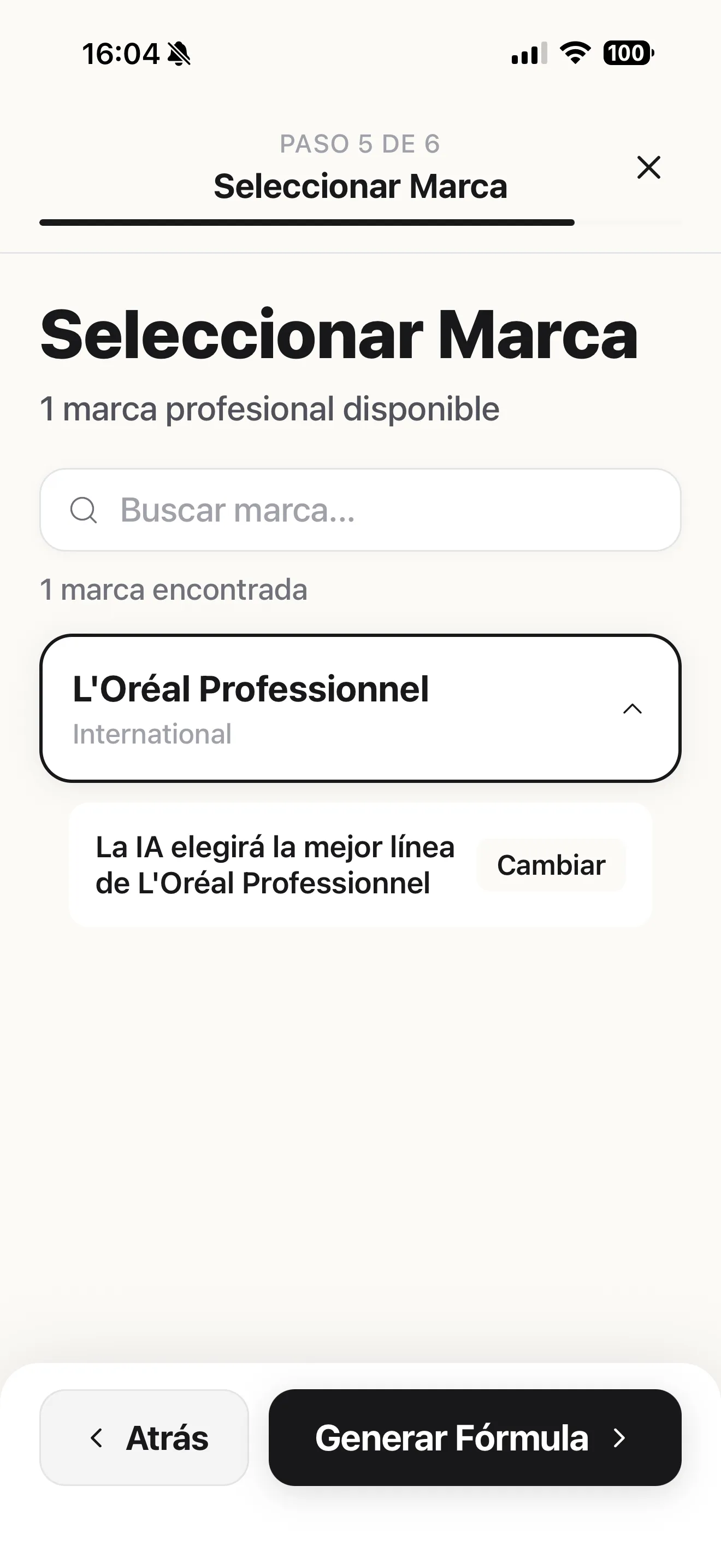 Selección de marca y línea de coloración profesional en Blendsor