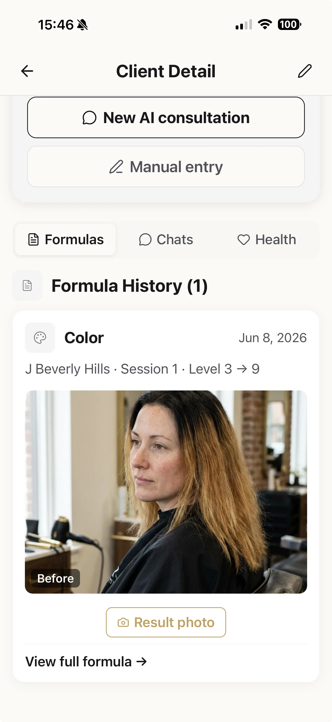 Client history in Blendsor