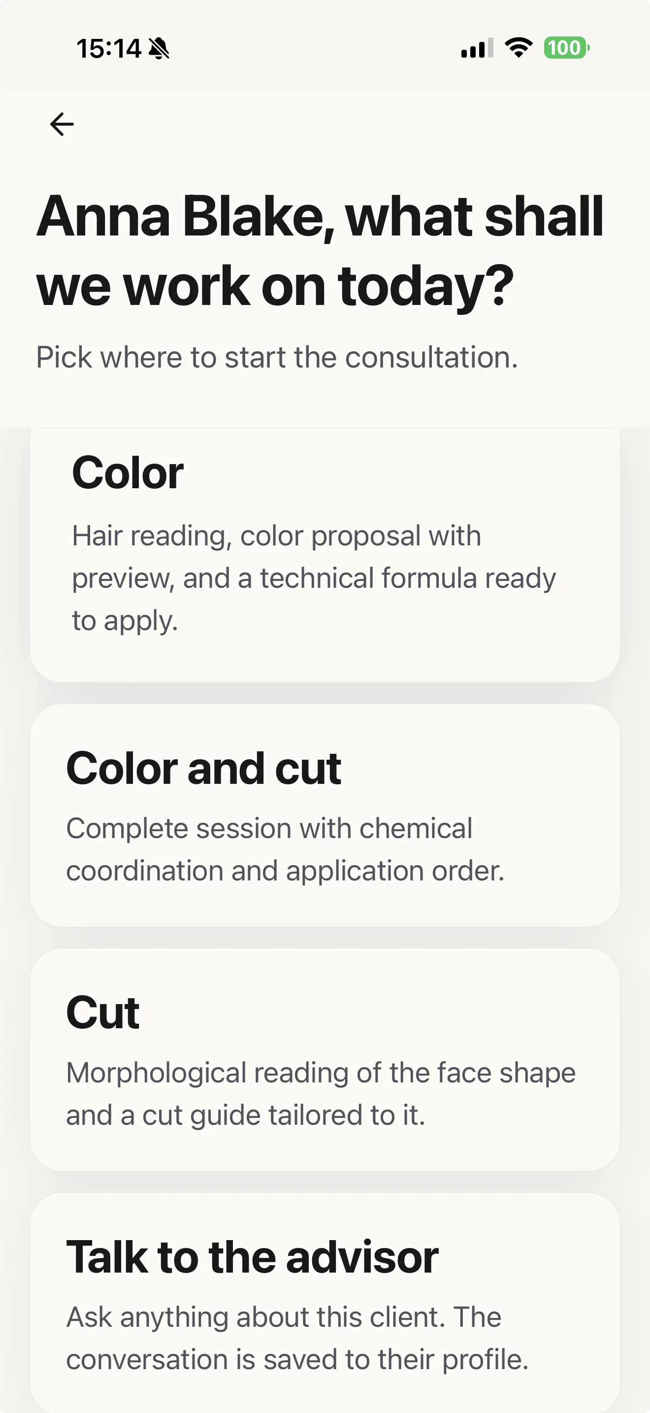 Choose where to start the consultation in Blendsor