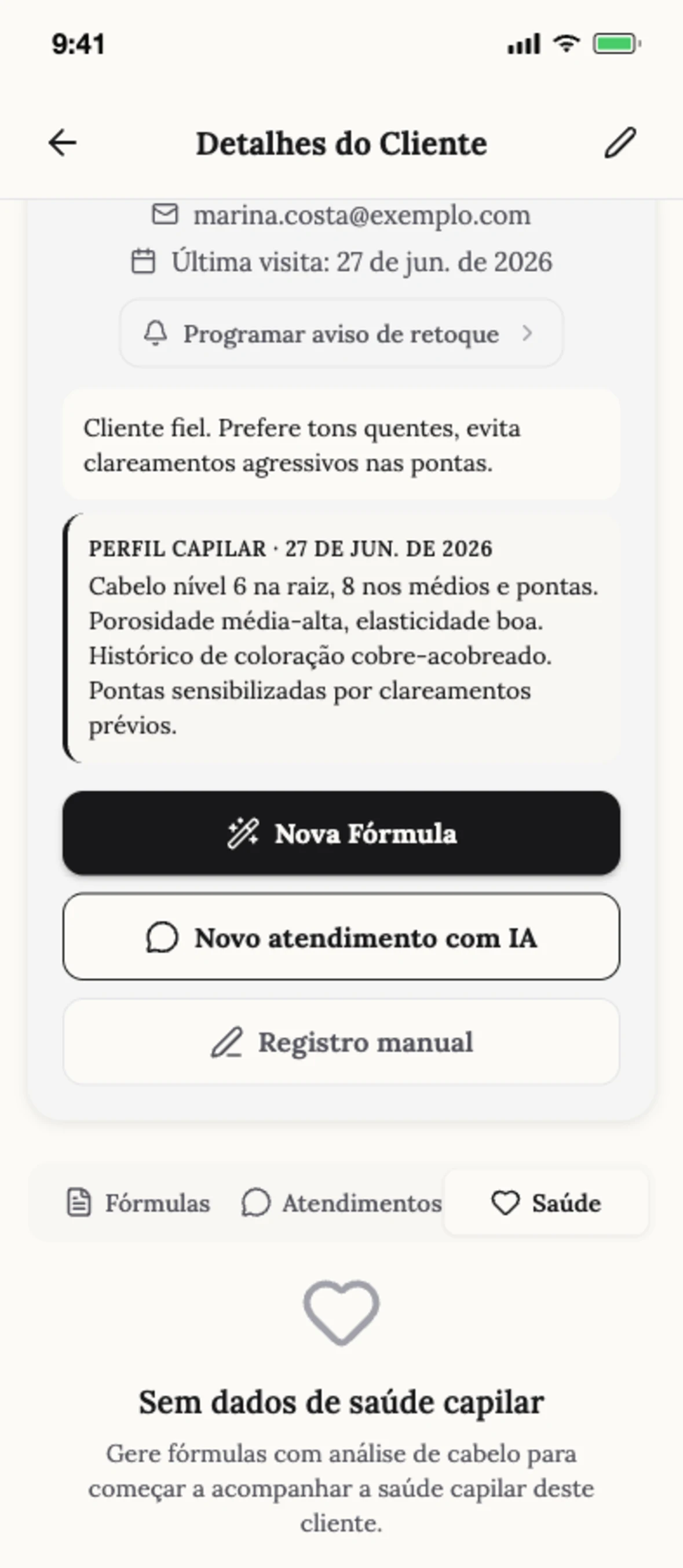 Análise de saúde capilar na Blendsor