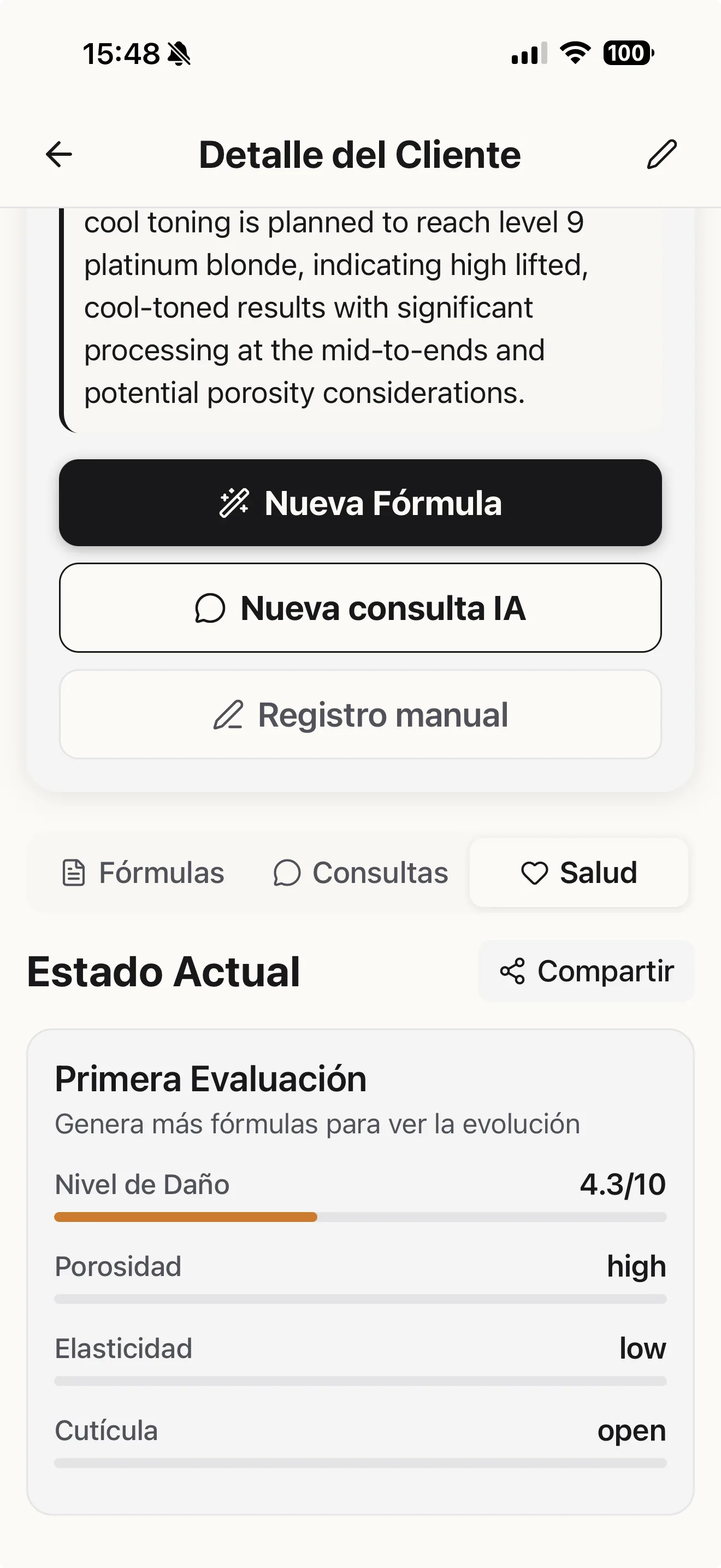 Análisis de salud capilar en Blendsor