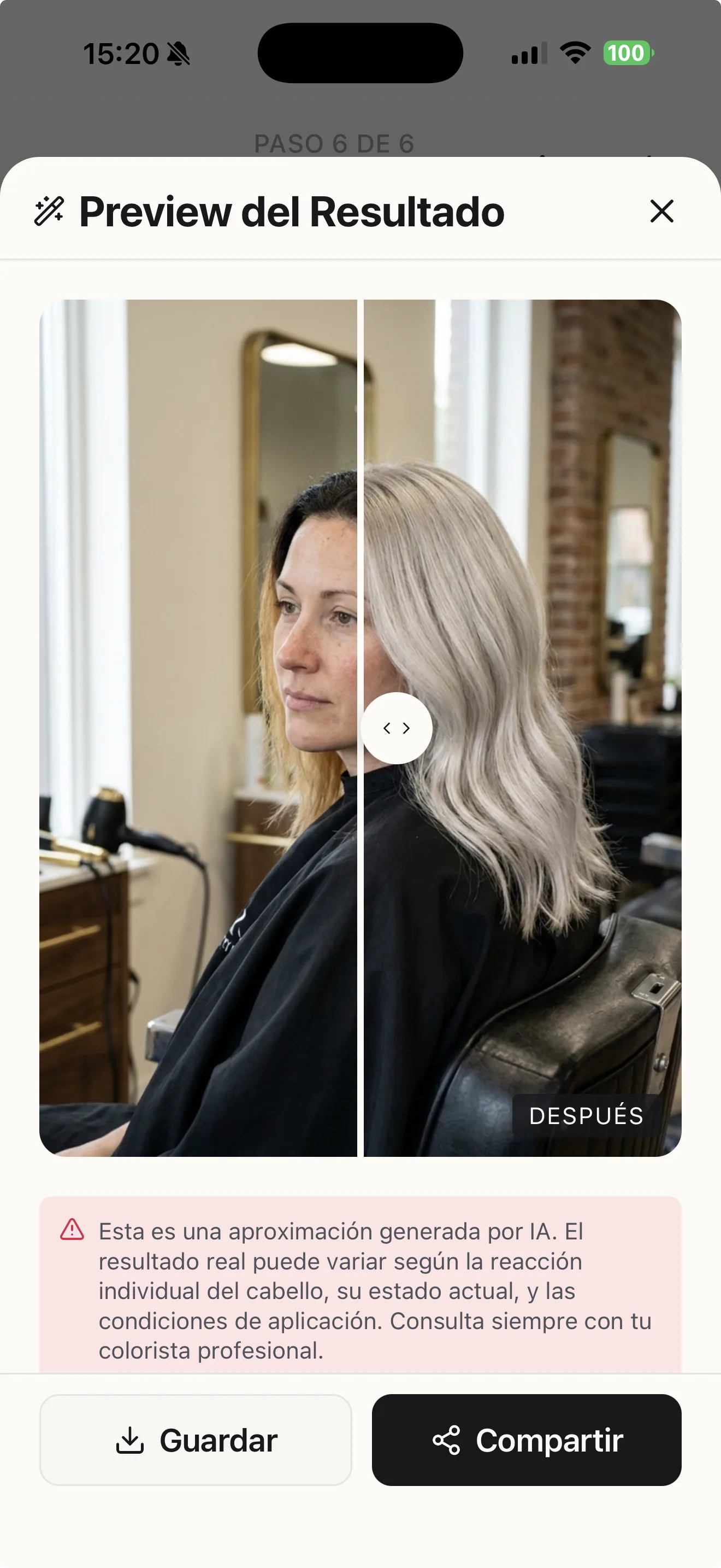 Preview Antes y Después del color con IA en Blendsor
